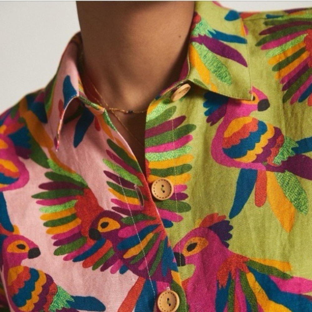 FARM Rio for Anthropologie Parrot Print Surf Shirt - Picture 4 of 5